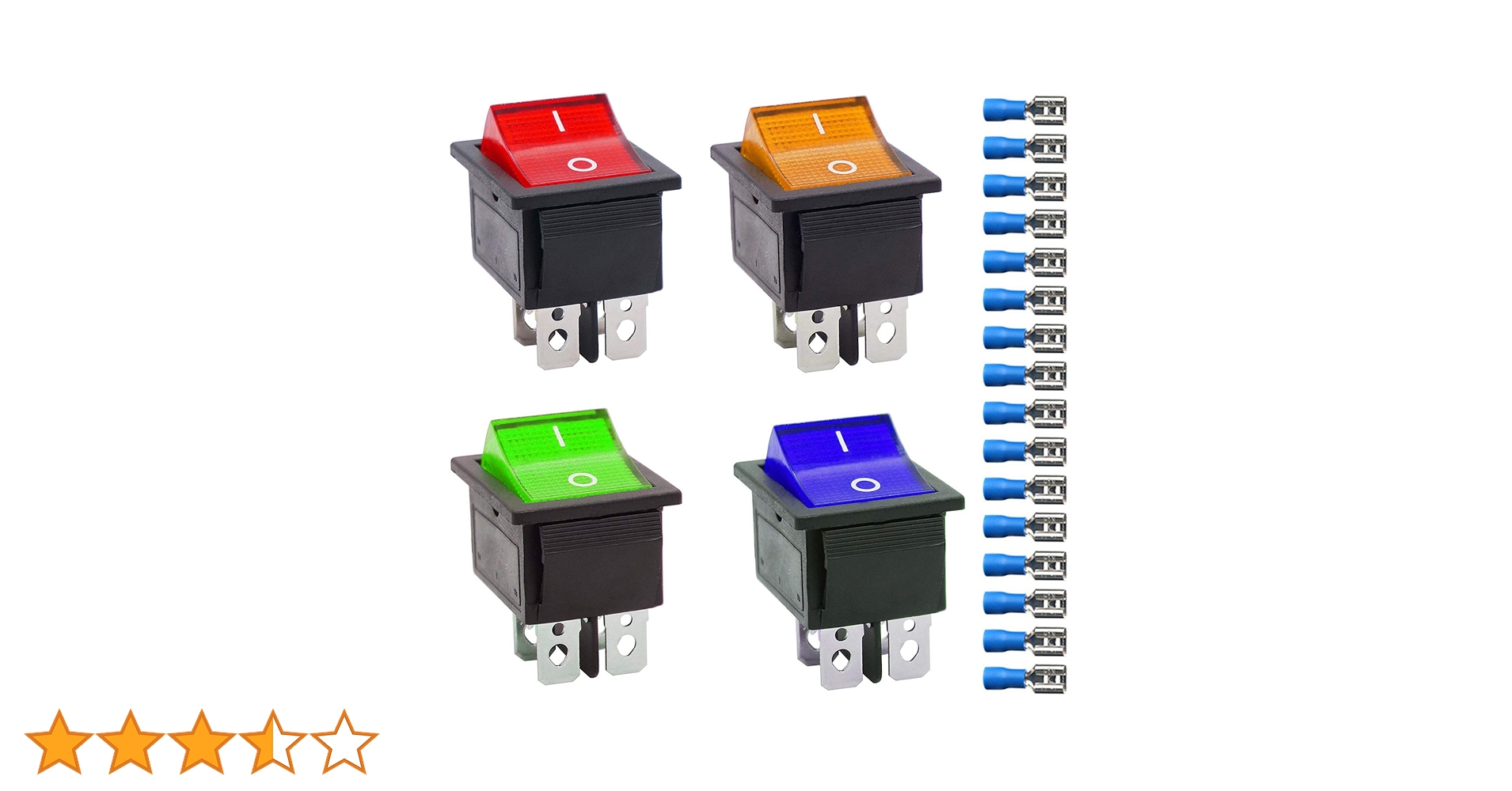 Amazon.co.jp: KILIGEN 4個 AC20A/125V 16A/250V DPST 4ピン 2位置オン